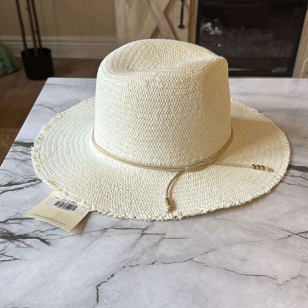NEW Hat Attack Classic Packable Travel Hat with Fringe- Bleach - Picture 4 of 7